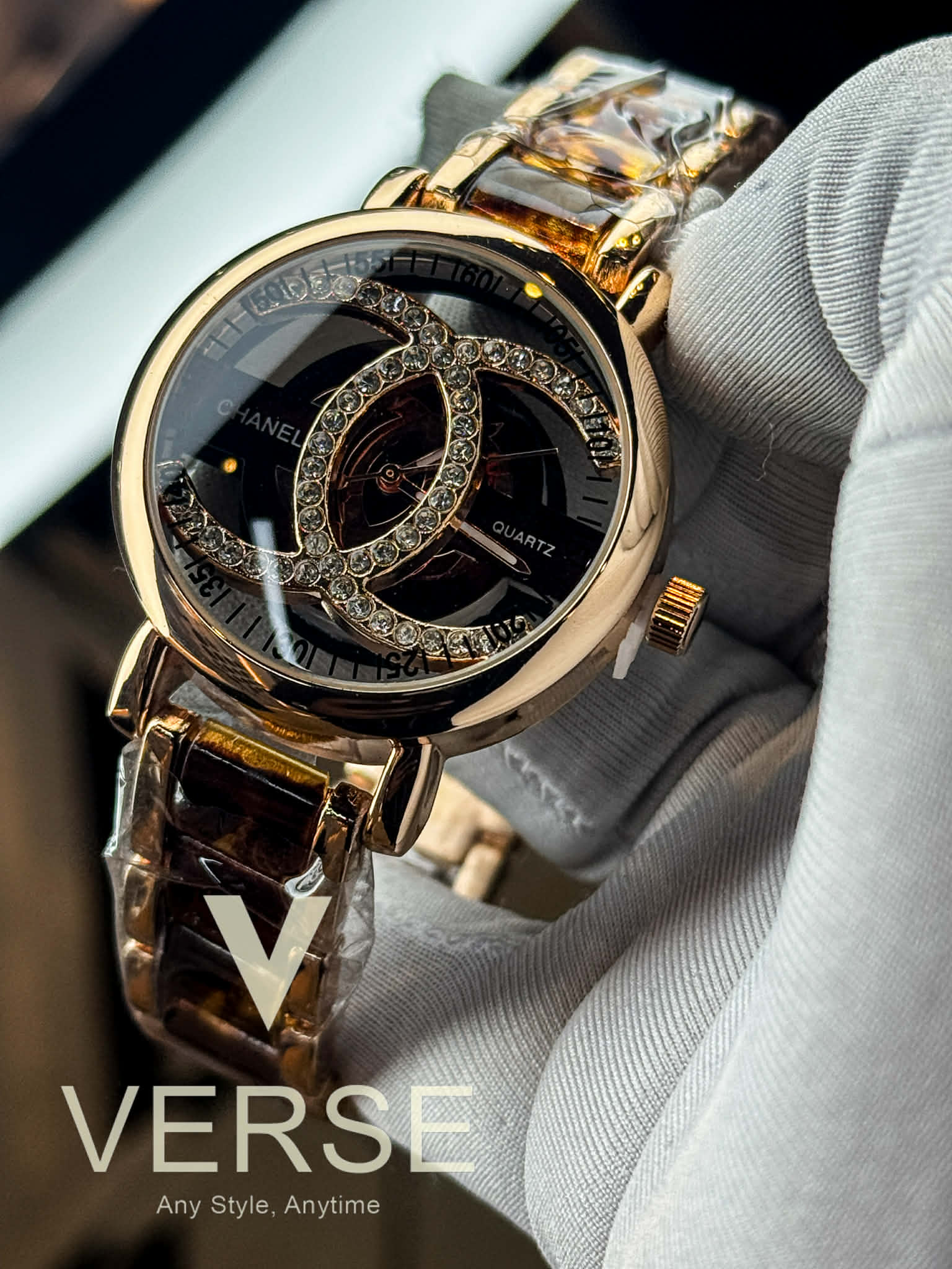 Chanel Women’s Two - Tone Brown - Rose Gold Chain Watch | Brown Dial AA - VERSE - 