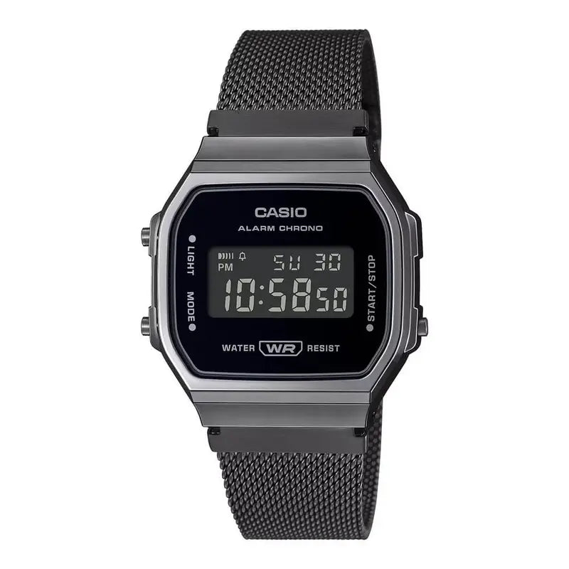 Casio Vintage A168WEMB - 1BDF Digital Black Dial Mesh Band Unisex Watch | Casio A168WEMB - 1BDF - VERSE - 