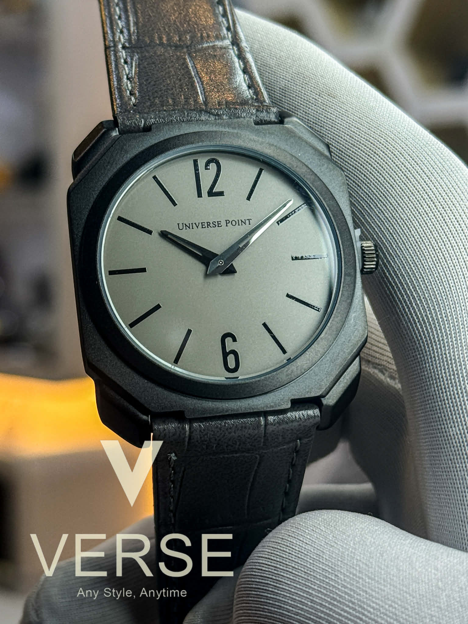 Universe Point Slim UP1988 - 1205 Men’s Quartz Watch Grey Belt Grey Dial – Graphite Black Case - VERSE - 