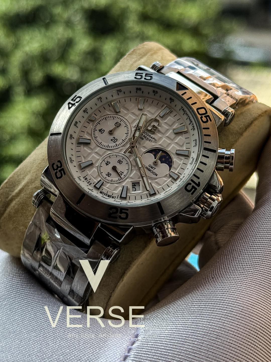 GC-1 Sport MoonPhase Chronograph | Guilloché White Dial - ( Double A )