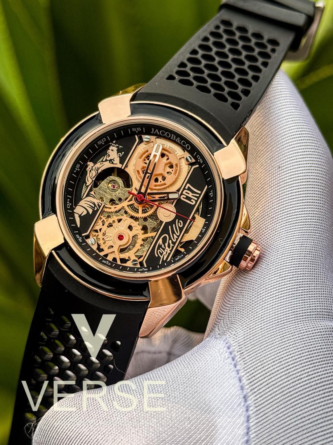 JACOB & CO CR7 Automatic Black Belt Rose Gold Case AA - VERSE - 