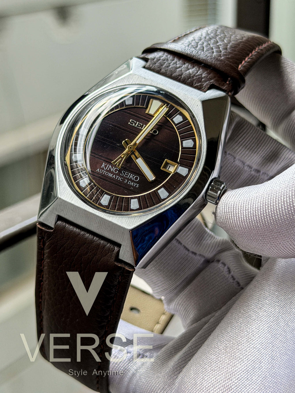 King Seiko VANAC Automatic "Tokyo Horizon" | Espresso Brown Dial Espresso Brown Leather - ( Semi Triple A )