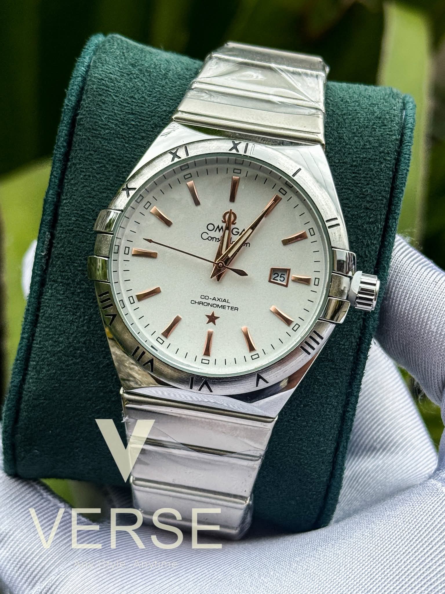 Omega Constellation White Dial Rose Gold Digits AA - VERSE - 