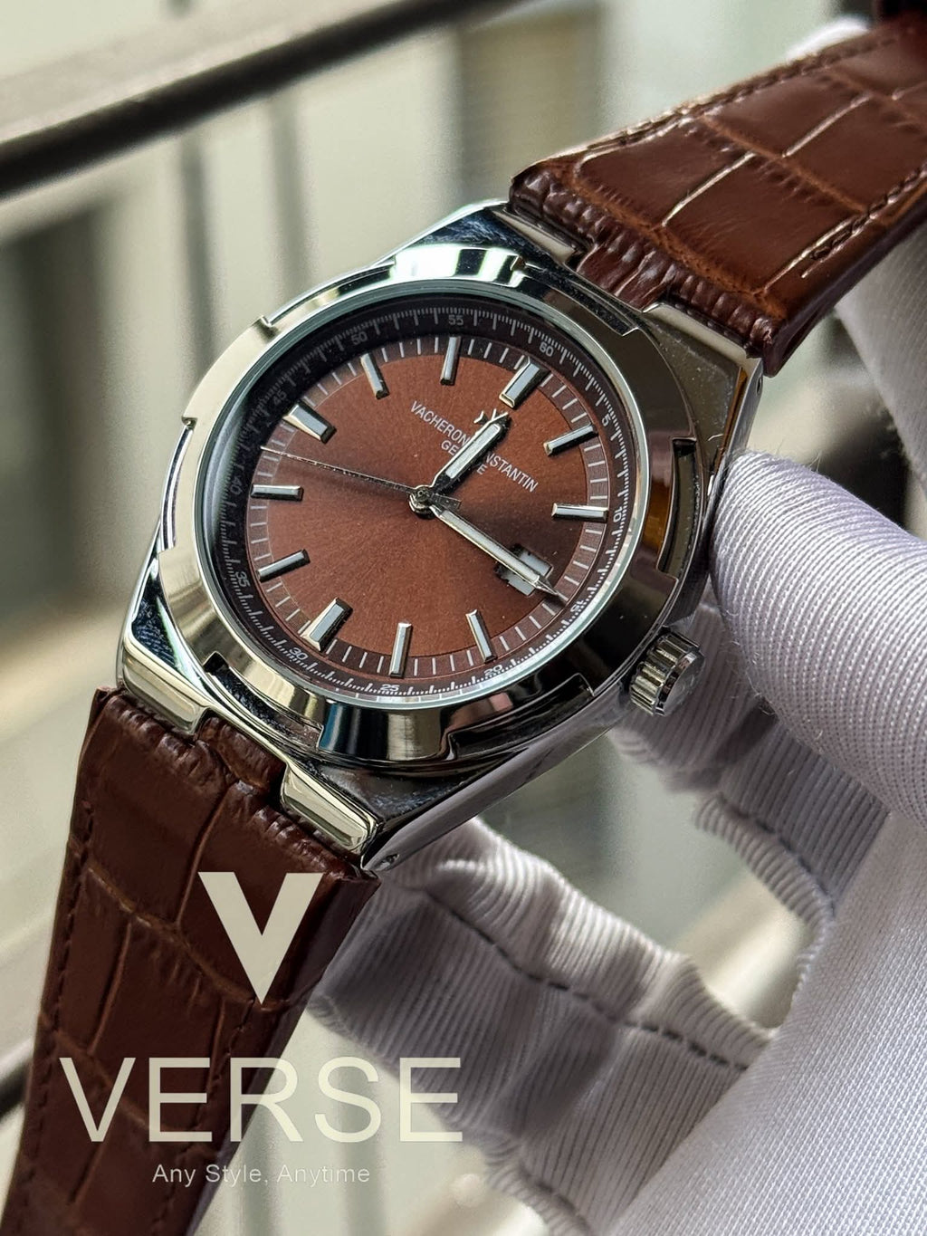 Vacheron Constantin Overseas Quartz Brown Belt Brown Dial AA - VERSE - 