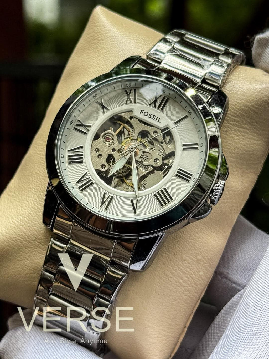 Fossil Automatic Silver Chain White Dial Clip AA - VERSE - 