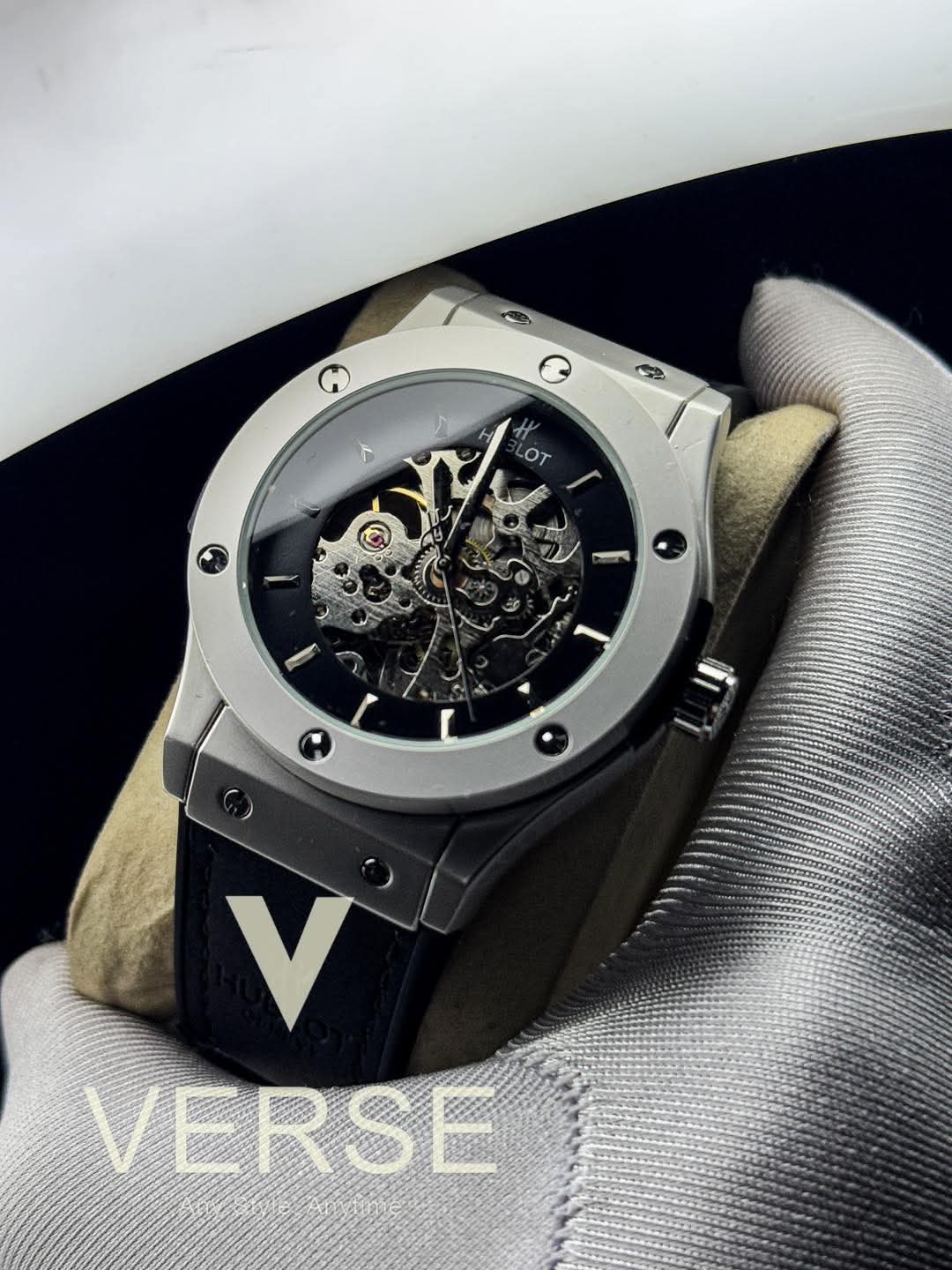 Hublot Automatic Black Leather Belt Grey Case AA - VERSE - 