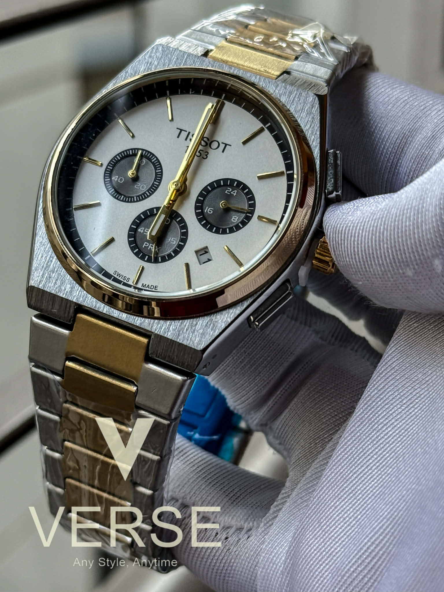 Tissot PRX Chronograph Two - Tone Chain Panda Dial AA - VERSE - 