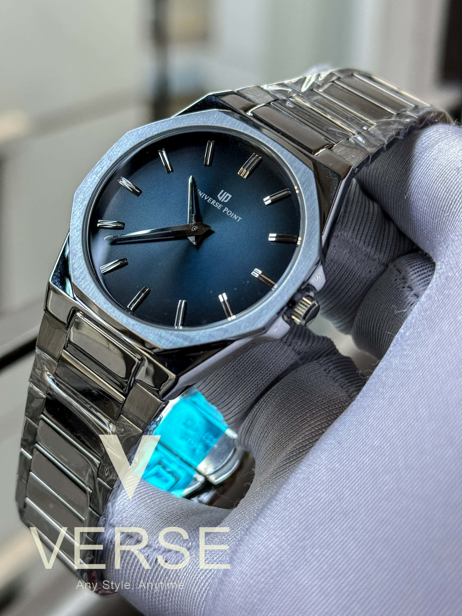 UNIVERSE POINT Slim Octagonal – Silver Chain Blue Gradient Dial | UP3949 - 088B - VERSE - 