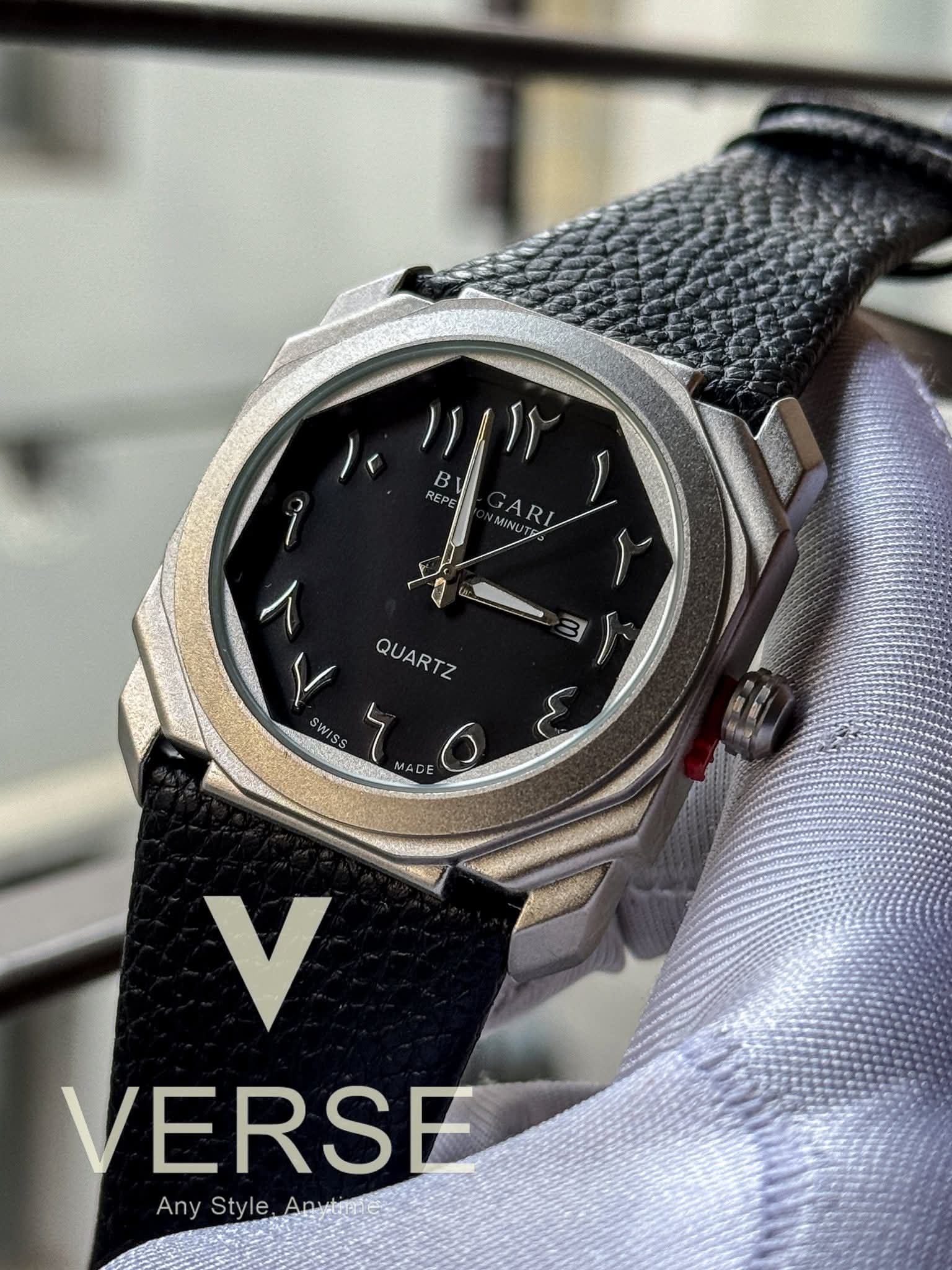 BVLGARI Octo Finissimo Black Belt Black Arabic Dial Matte Silver Case AA - VERSE - 