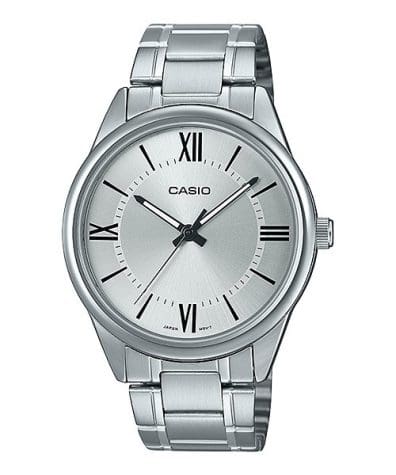 Casio MTP - V005D - 7B5 Men’s Silver Stainless Steel Watch with White Dial | MTP - V005D - 7B5 - VERSE - 