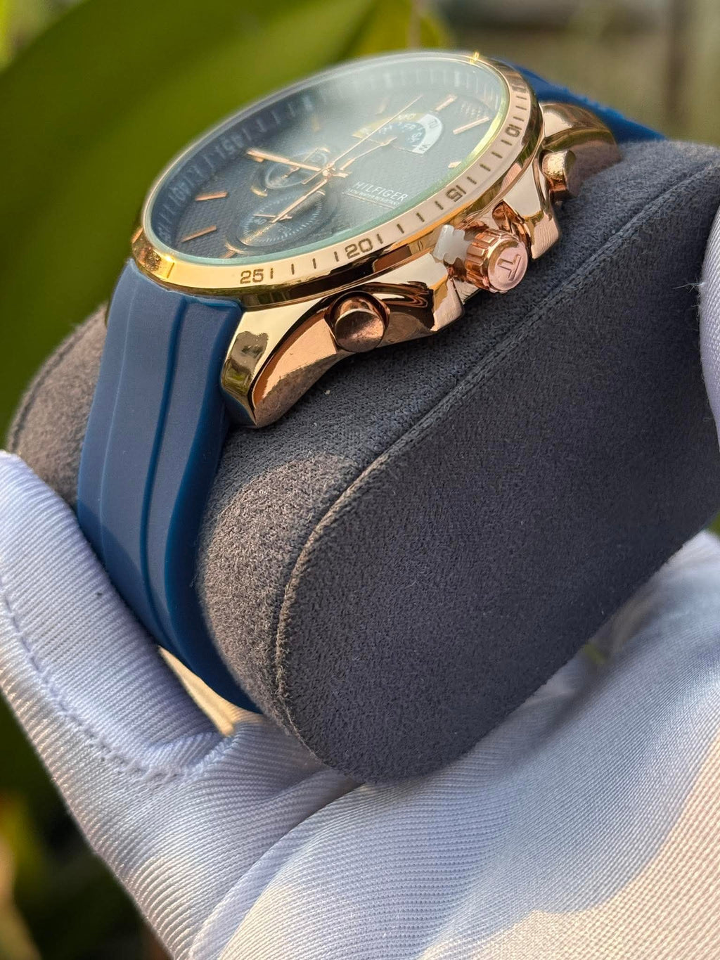 Tommy Hilfiger Decker Chronograph Blue Belt Rose Gold Case AA - VERSE - 