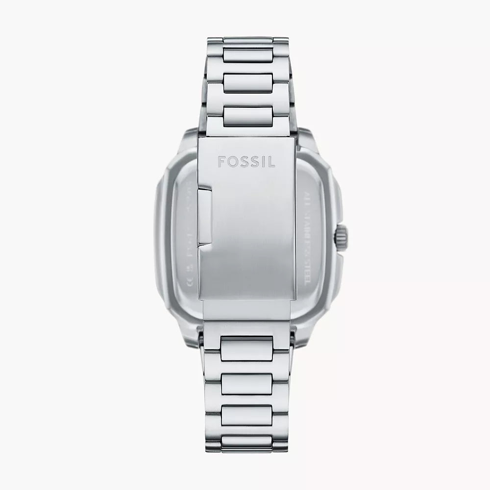 Fossil Crosby Three-Hand Date Satin Blue Dial Stainless Steel Men's Watch | Fossil FS6121
