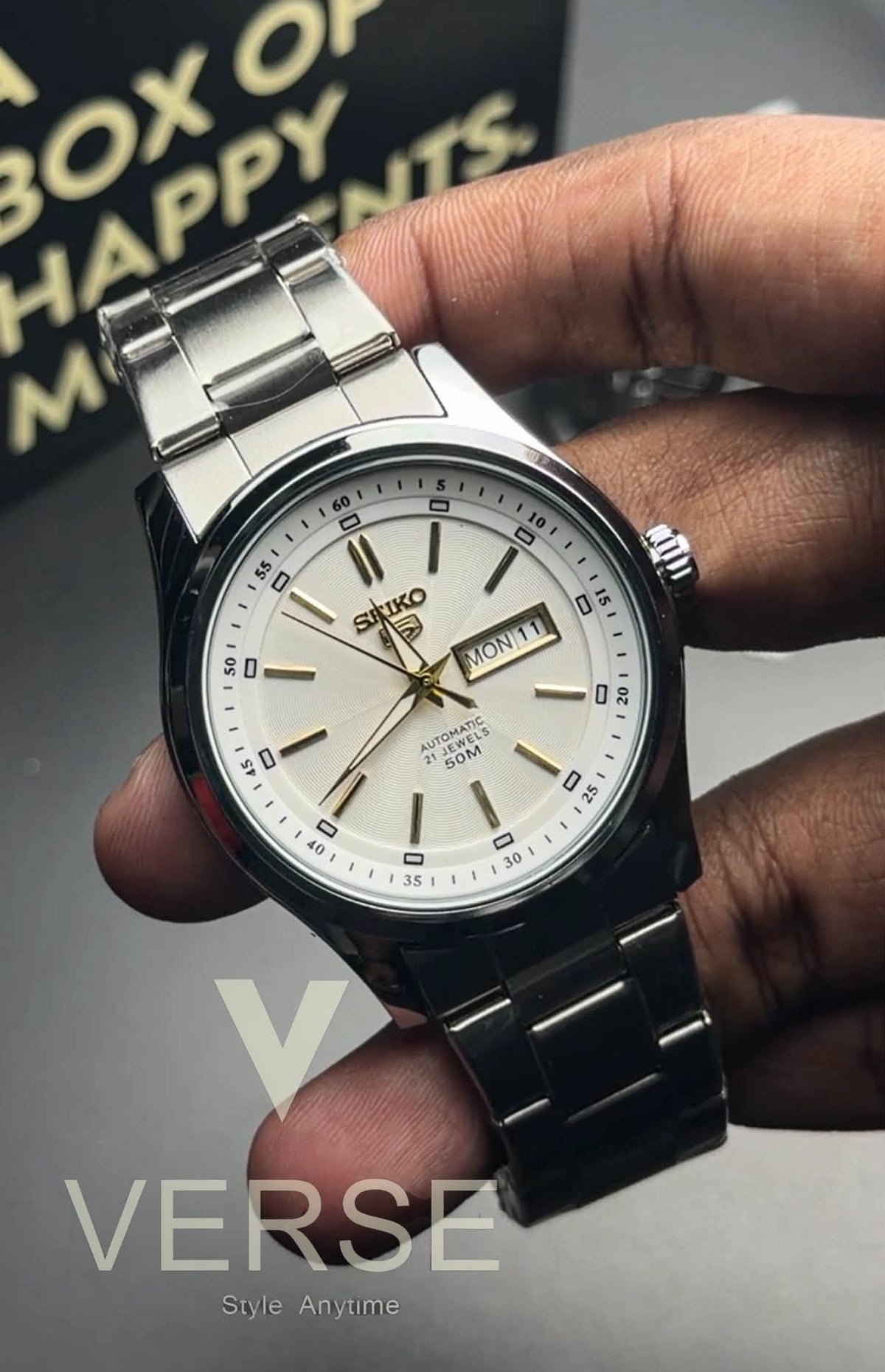 Seiko 5 SNKM87K1 "DressKX" Quartz | Sun White Dial - ( Double A )
