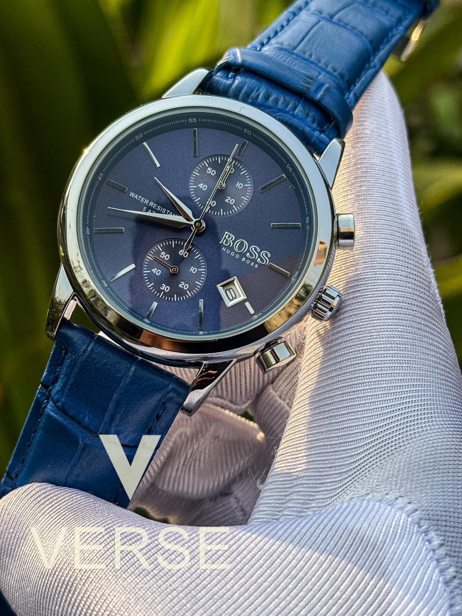 Hugo Boss Chronograph Blue Belt Silver Case AA - VERSE - 
