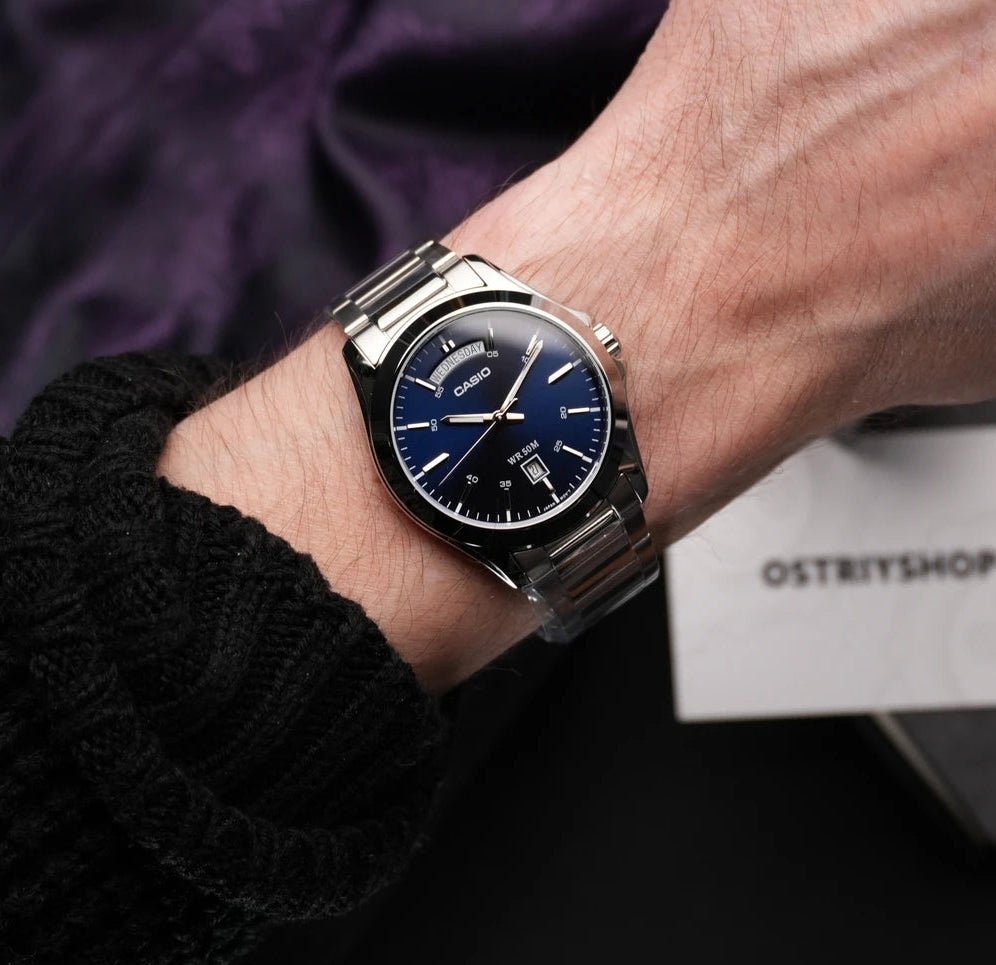 Casio MTP - 1370D - 2A2VDF Day - Date Navy Blue Dial Men's Watch | Casio MTP - 1370D - 2A2VDF - VERSE - 