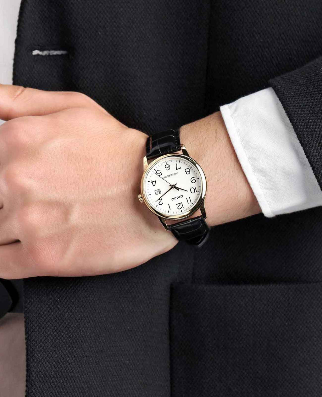 Casio MTP - V002GL - 7B2UDF Gold - Toned White Dial Men's Watch | Casio MTP - V002GL - 7B2UDF - VERSE - 