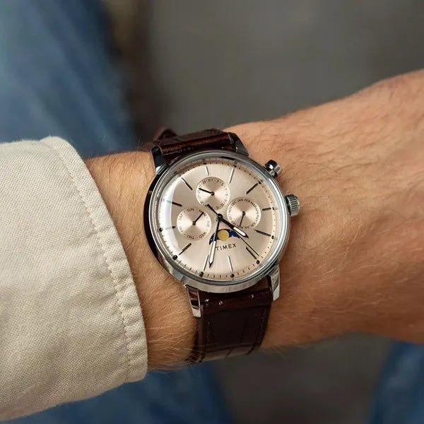 TIMEX Marlin TWEG26801 Rose Gold - Tone Round Dial 40mm Analog Moon Phase Men's Watch| TIMEX Marlin TWEG26801 - VERSE - 