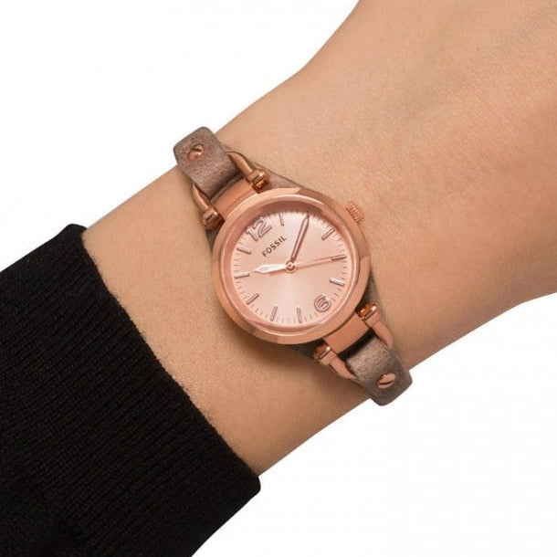 Fossil Georgia Mini Rose Gold Dial Sand Leather Women's Watch | Fossil ES3262