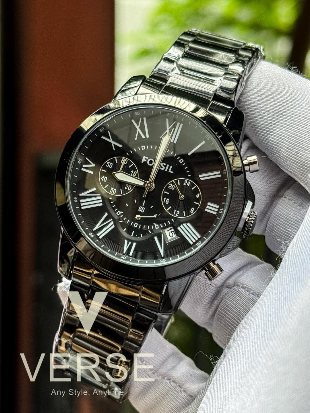 Fossil Grant Chronograph Black Chain Black Dial AA - VERSE - 