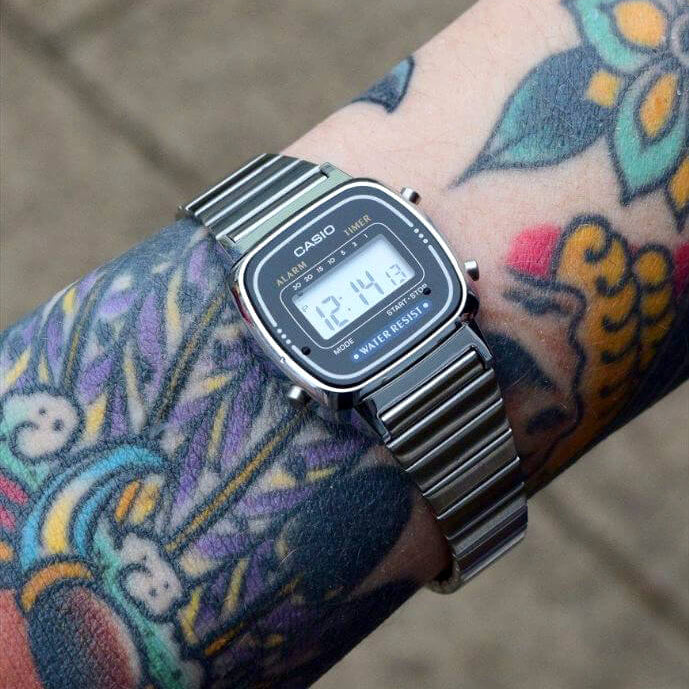 Casio Vintage LA670WA-1DF Digital Black-Grey Dial Stainless Steel Women's Digital Watch | Casio LA670WA-1DF