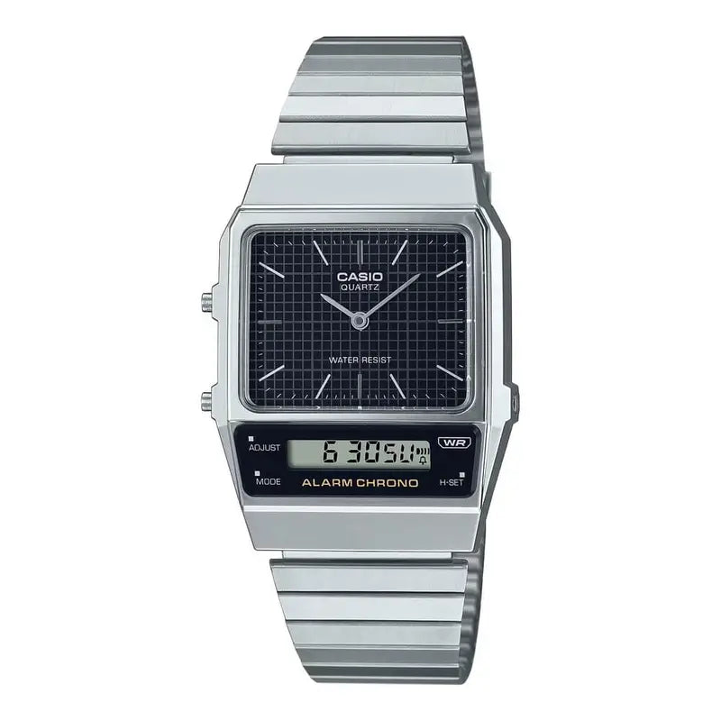 Casio AQ - 800E - 1ADF Vintage Dual Time Analog Digital Black Dial Men's Watch | Casio AQ - 800E - 1ADF - VERSE - 