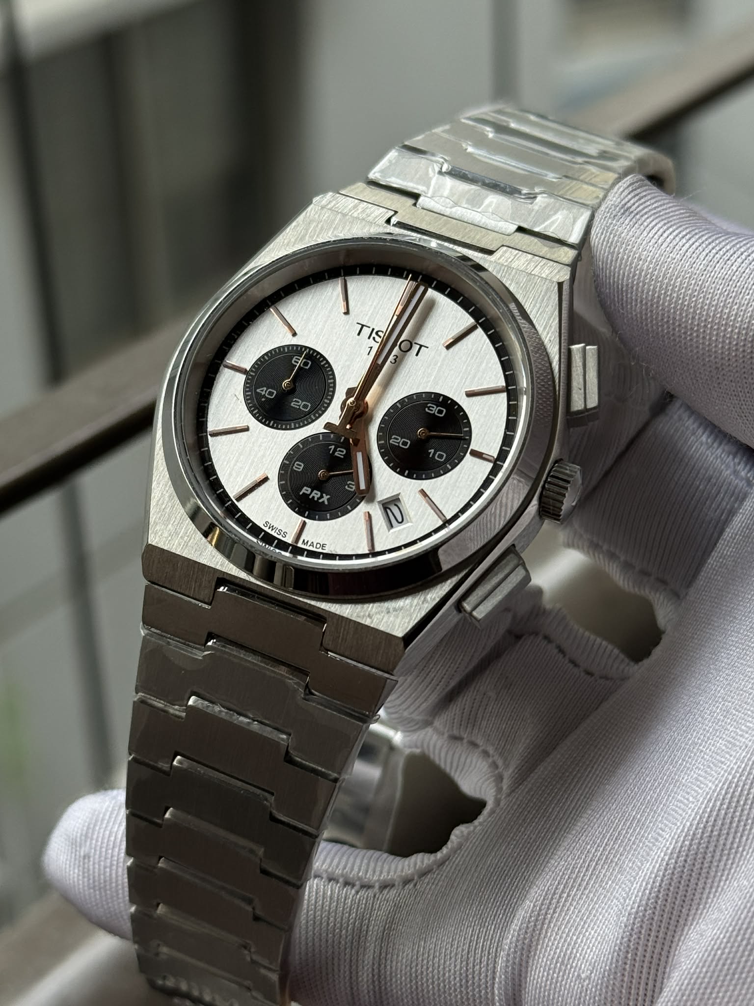 Tissot PRX Chronograph - Panda Dial Rose Gold Accents Master - VERSE - 