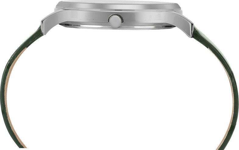 Timex TWTG10510 Men’s Analog Watch – White Dial, Dark Green Leather Strap| Timex TWTG10510 - VERSE - 