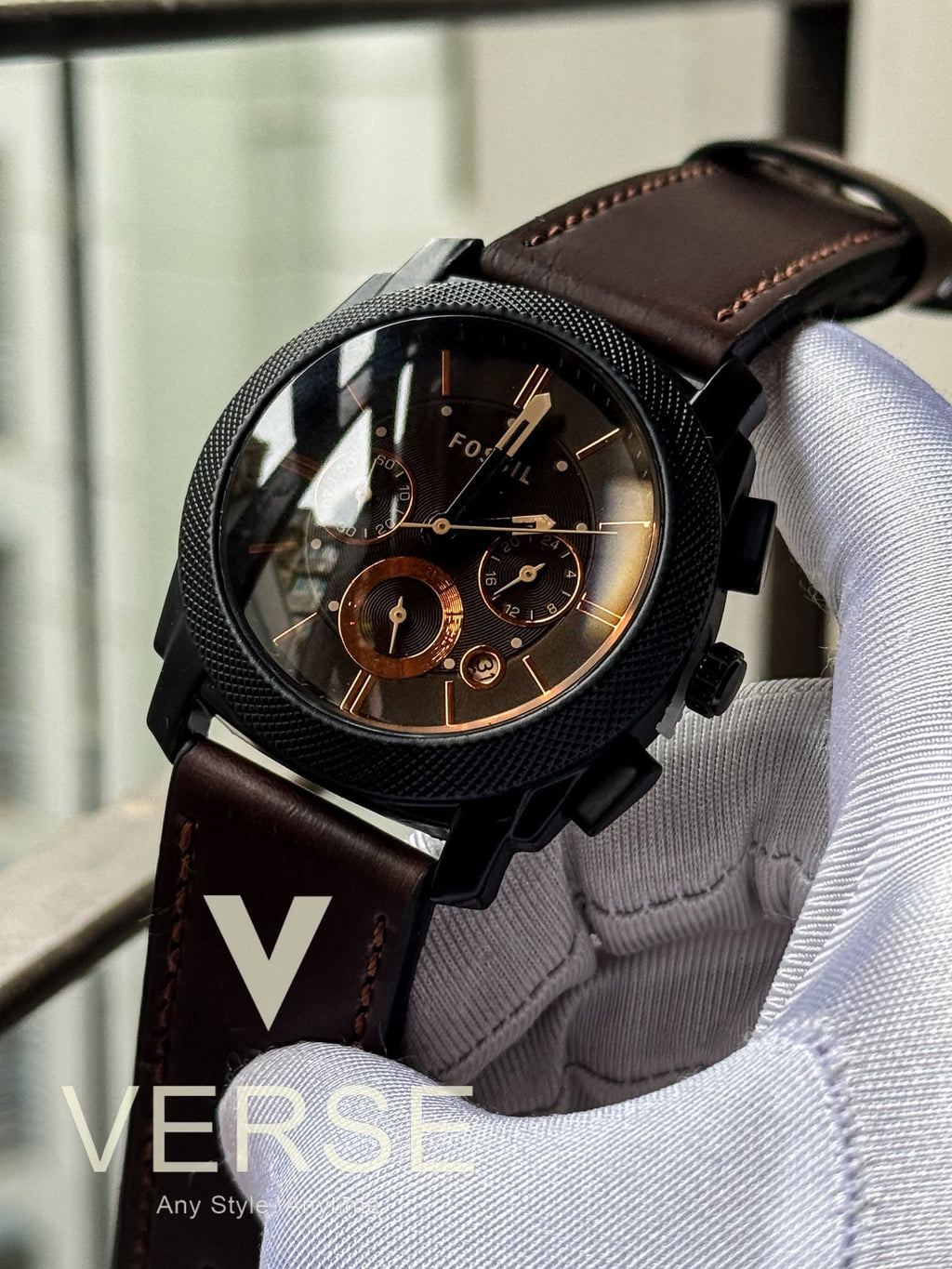 Fossil FS4656 Belt Chronograph Brown Glass AA - VERSE - 