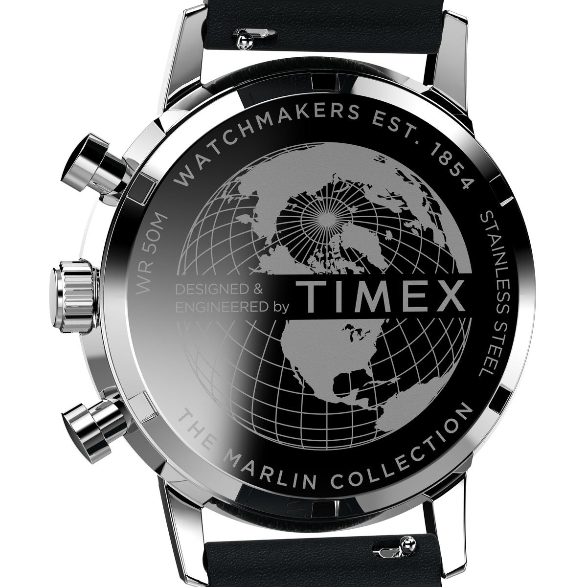 Timex Marlin Chronograph Tachymeter 40mm Panda Dial Black Leather Men's Watch | Timex TW2W10300UJ