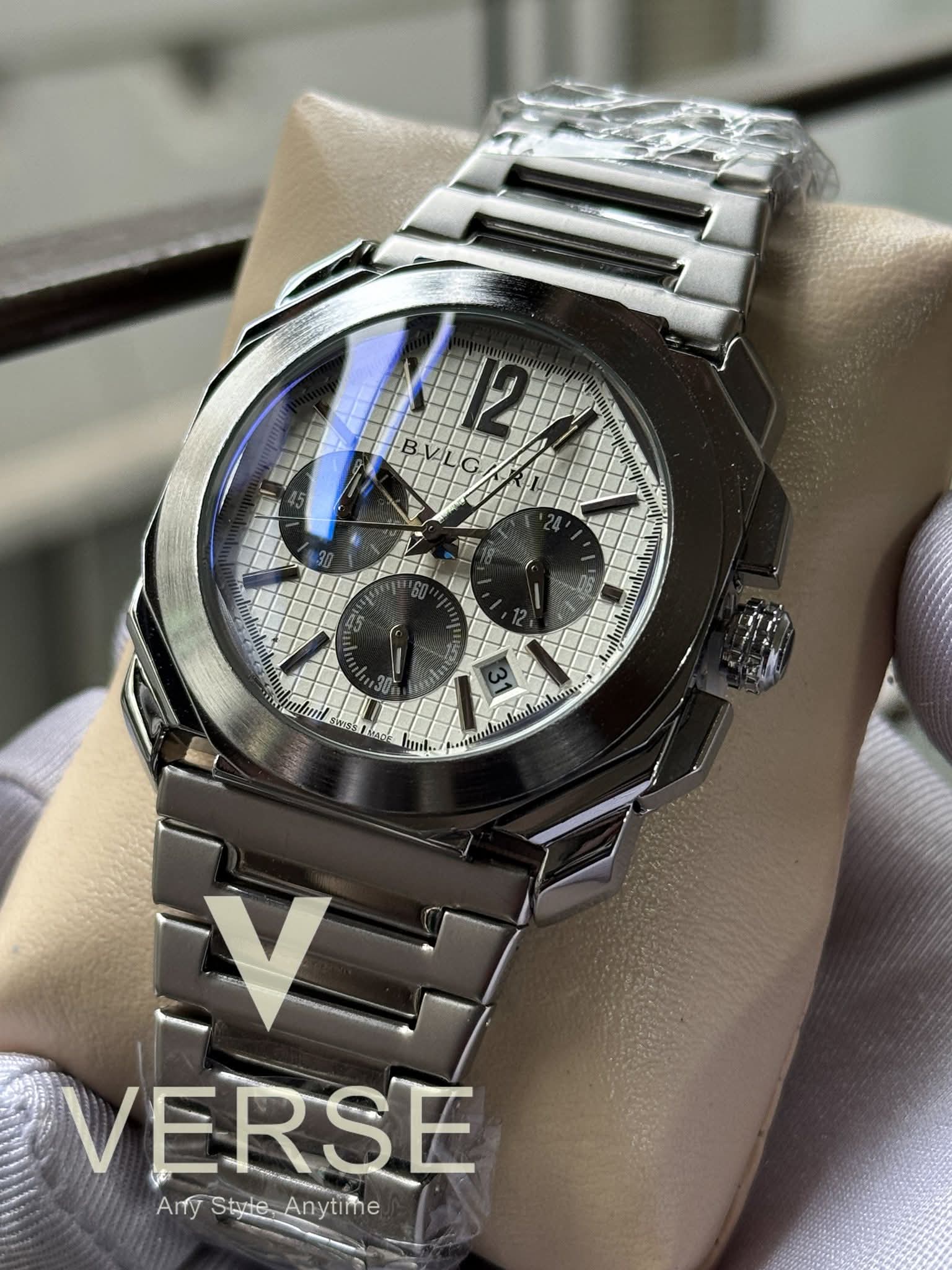 BVLGARI Octo Finissimo Chronograph White Dial Black Sub AA - VERSE - 