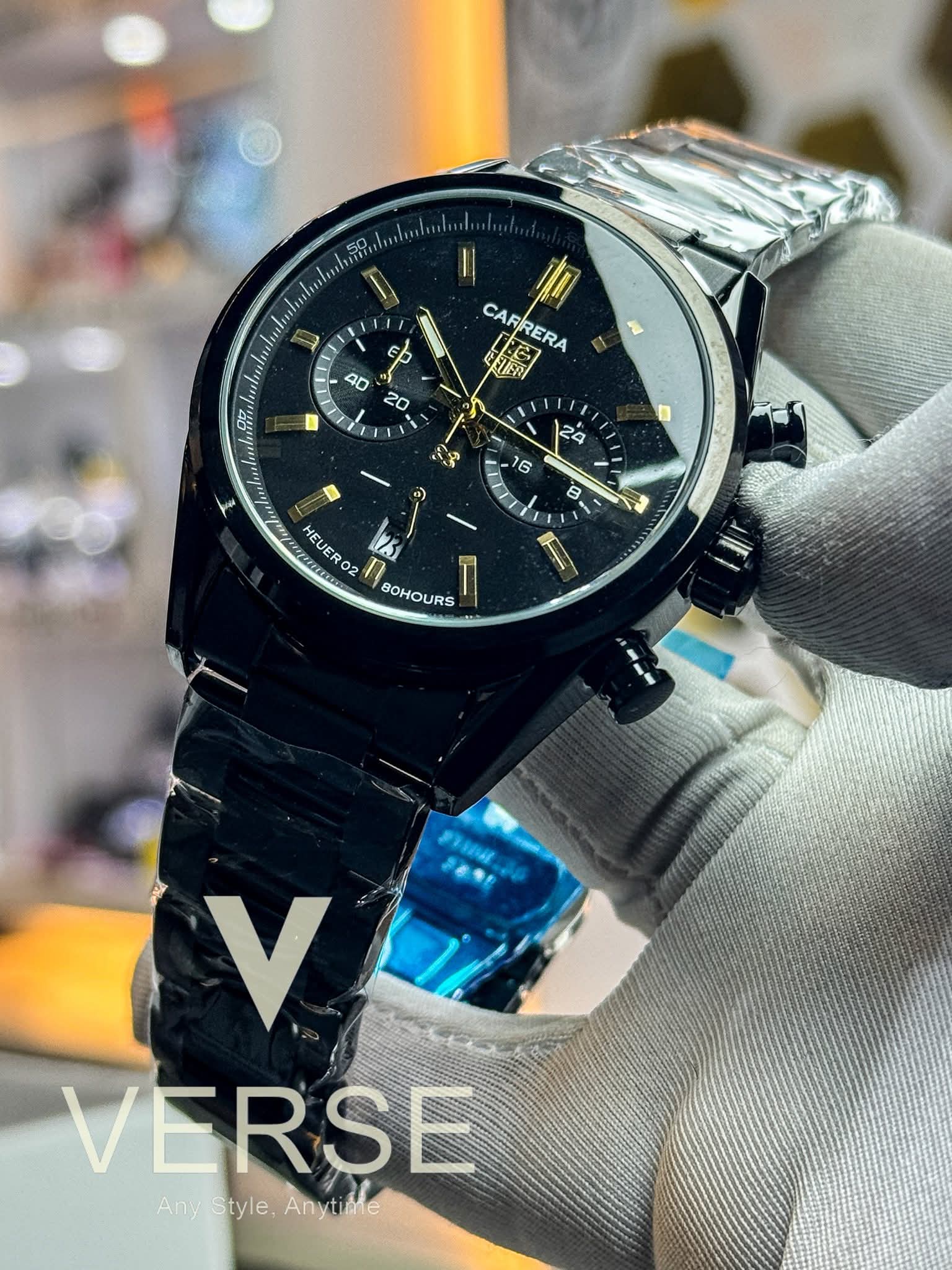 TAG Heuer Carrera 02 Chronograph | Black Chain - Black Dial - VERSE - 