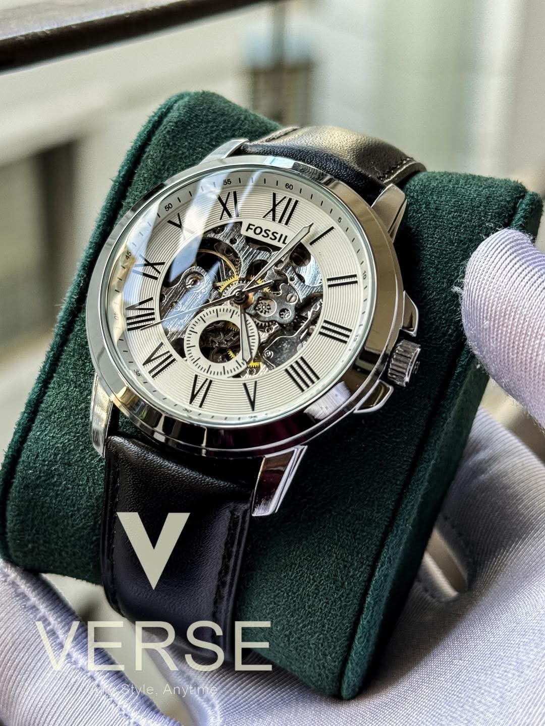 Fossil Grant Automatic Black Belt White Dial AA - VERSE - 