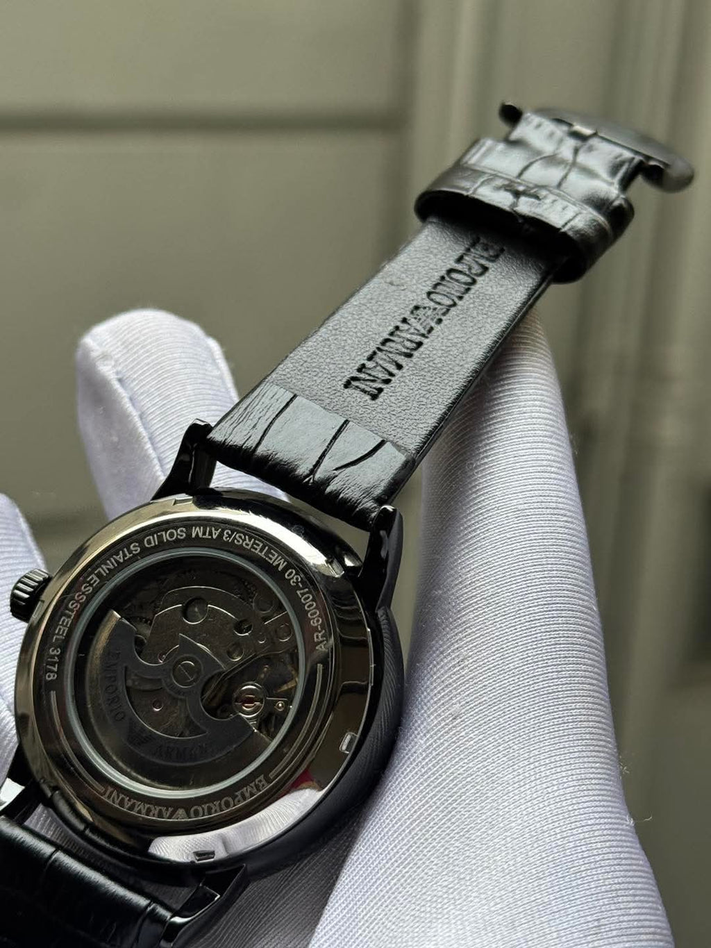 Armani Automatic Oval Black Belt Silver Case Black - Silver Dial AA - VERSE - 