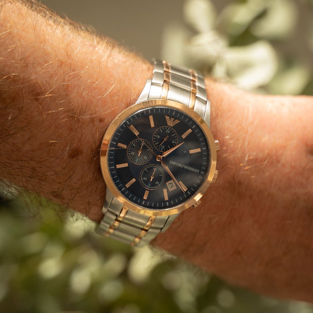 Emporio Armani AR80025 Two - Tone Silver & Rose Gold Chronograph Men’s Watch| Emporio Armani AR80025 - VERSE - 