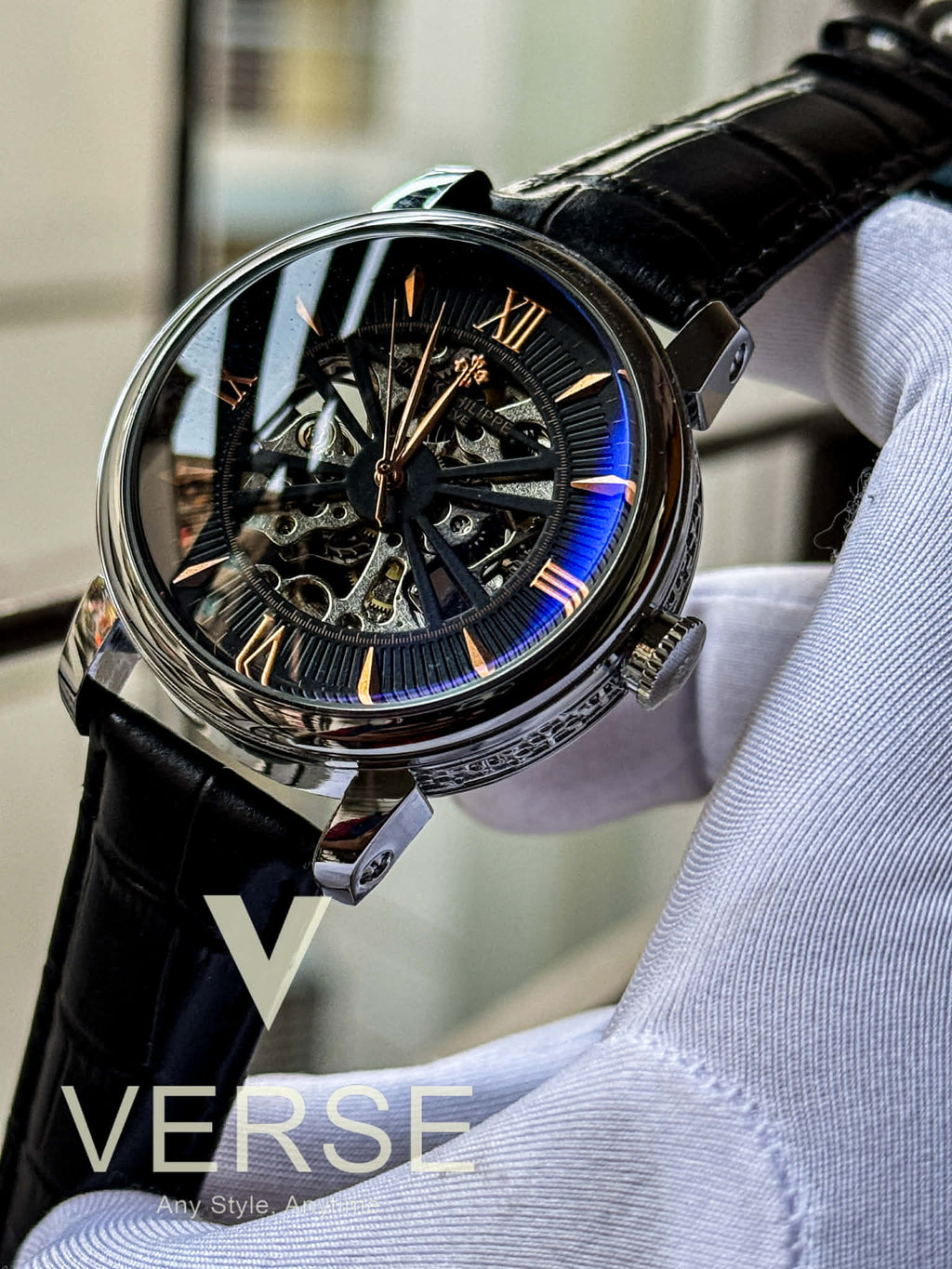 Patek Philippe Automatic Noir Guilloché | Black Strap - AA - VERSE - 