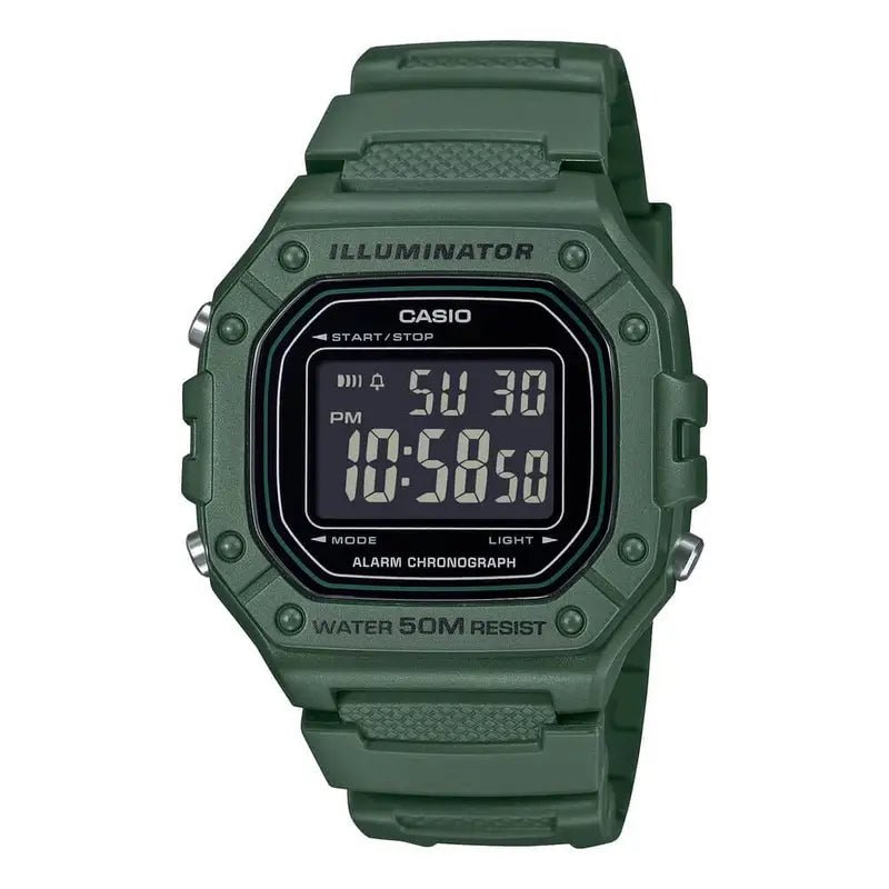 Casio W - 218H - 3BVDF Digital Men's Military Green Resin Watch | Casio W - 218H - 3BVDF - VERSE - 