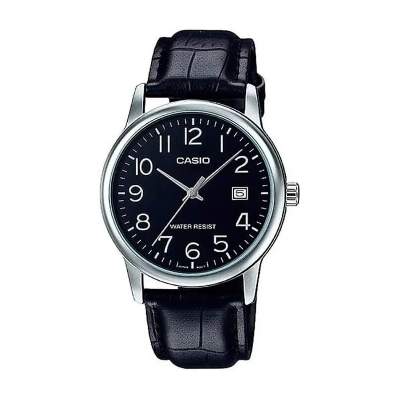 Casio MTP - V002L - 1BUDF Black Dial Men's Black Leather Watch | Casio MTP - V002L - 1BUDF - VERSE - 