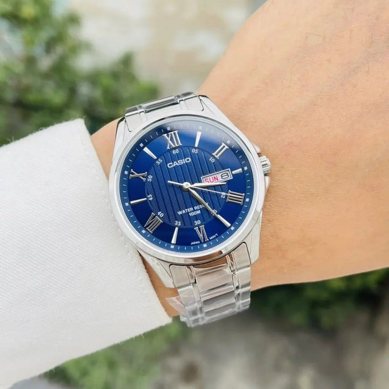 Casio MTP - 1384D - 2AVDF Blue Dial Day - Date Men's Stainless Steel Watch | Casio MTP - 1384D - 2AVDF - VERSE - 