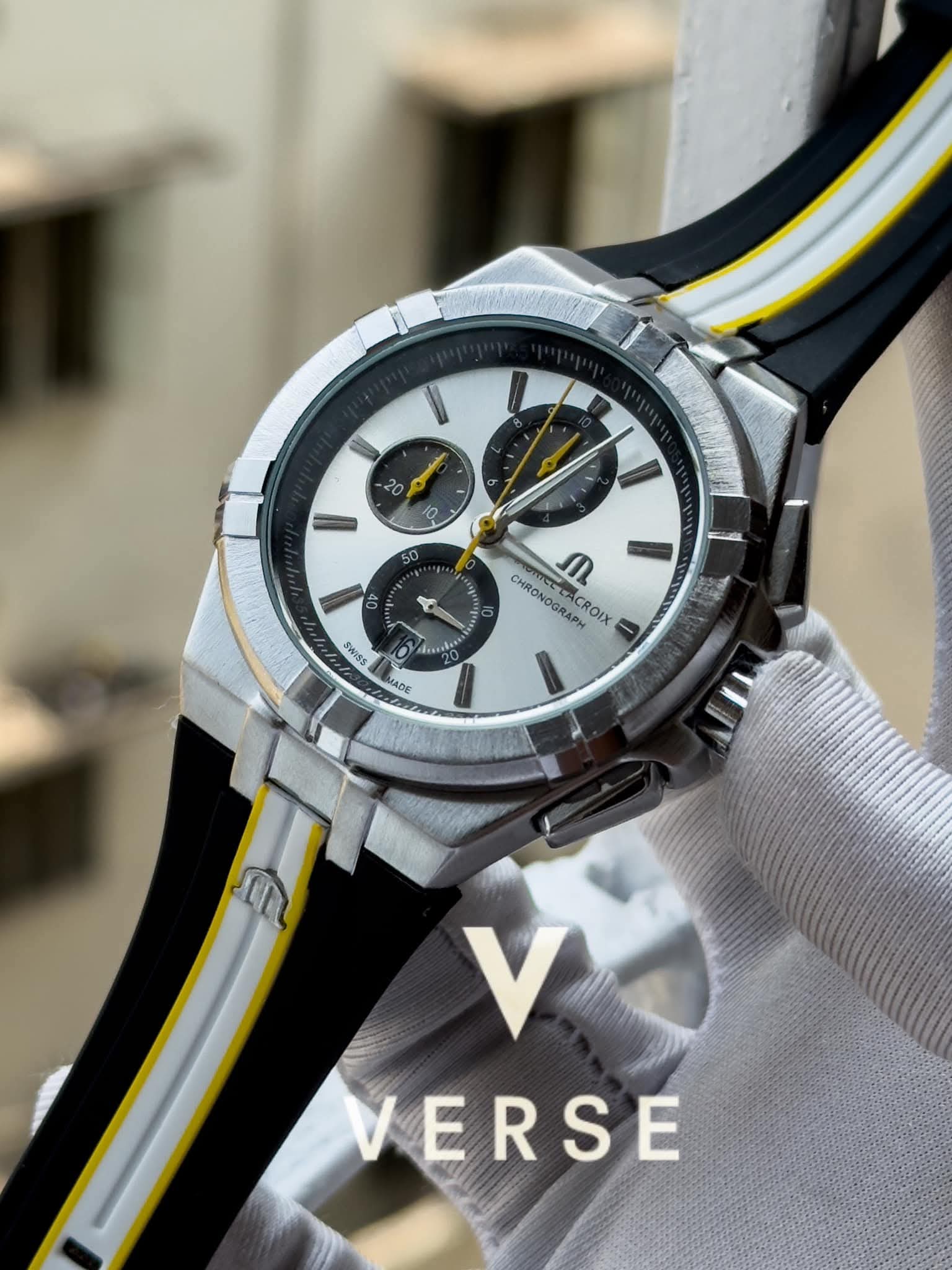 Maurice Lacroix Aikon Chronograph Special Edition Black Yellow Belt AA - VERSE - 