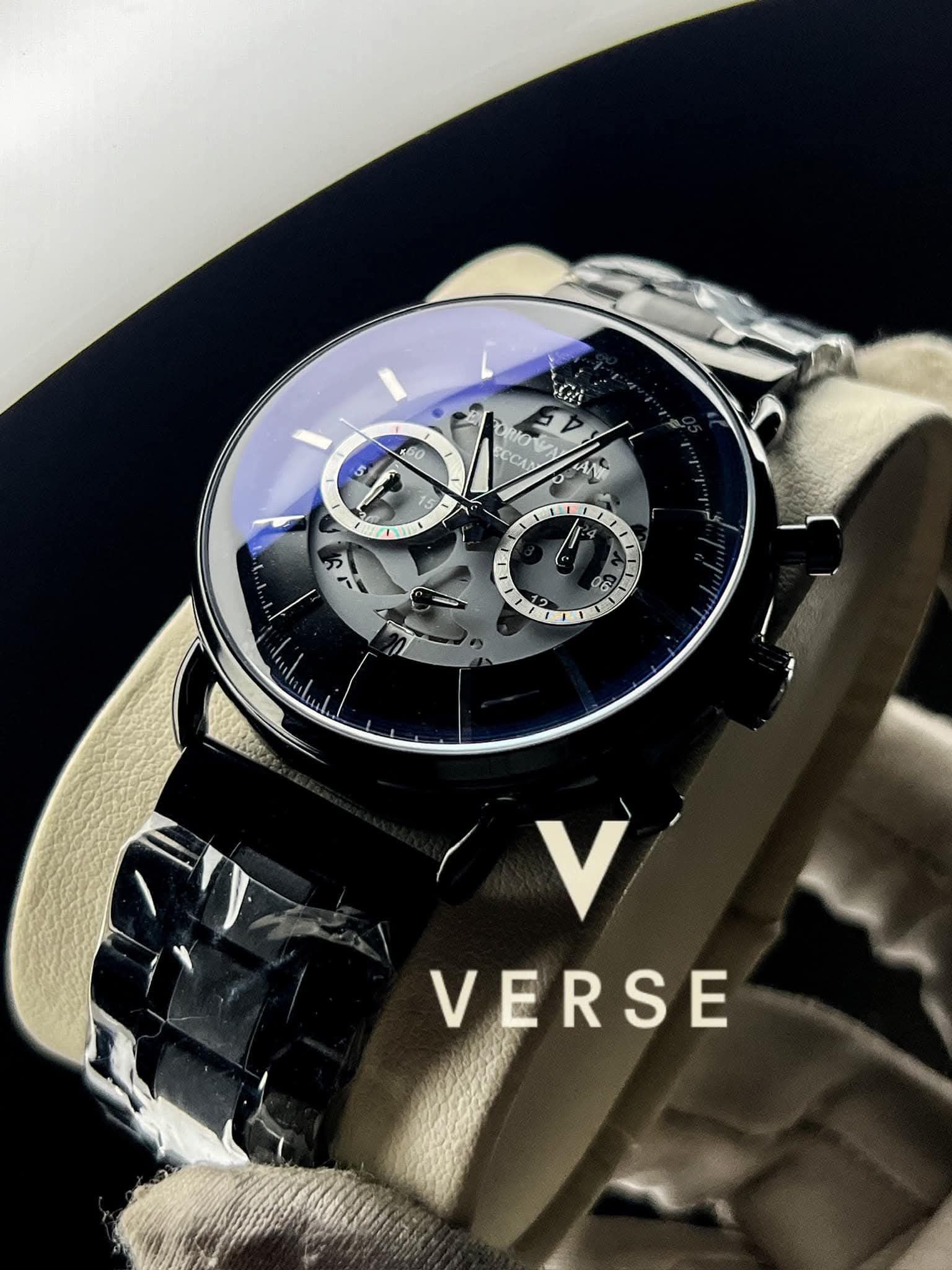 Armani Oval Meccanico Black Chain Black Dial AA - VERSE - 
