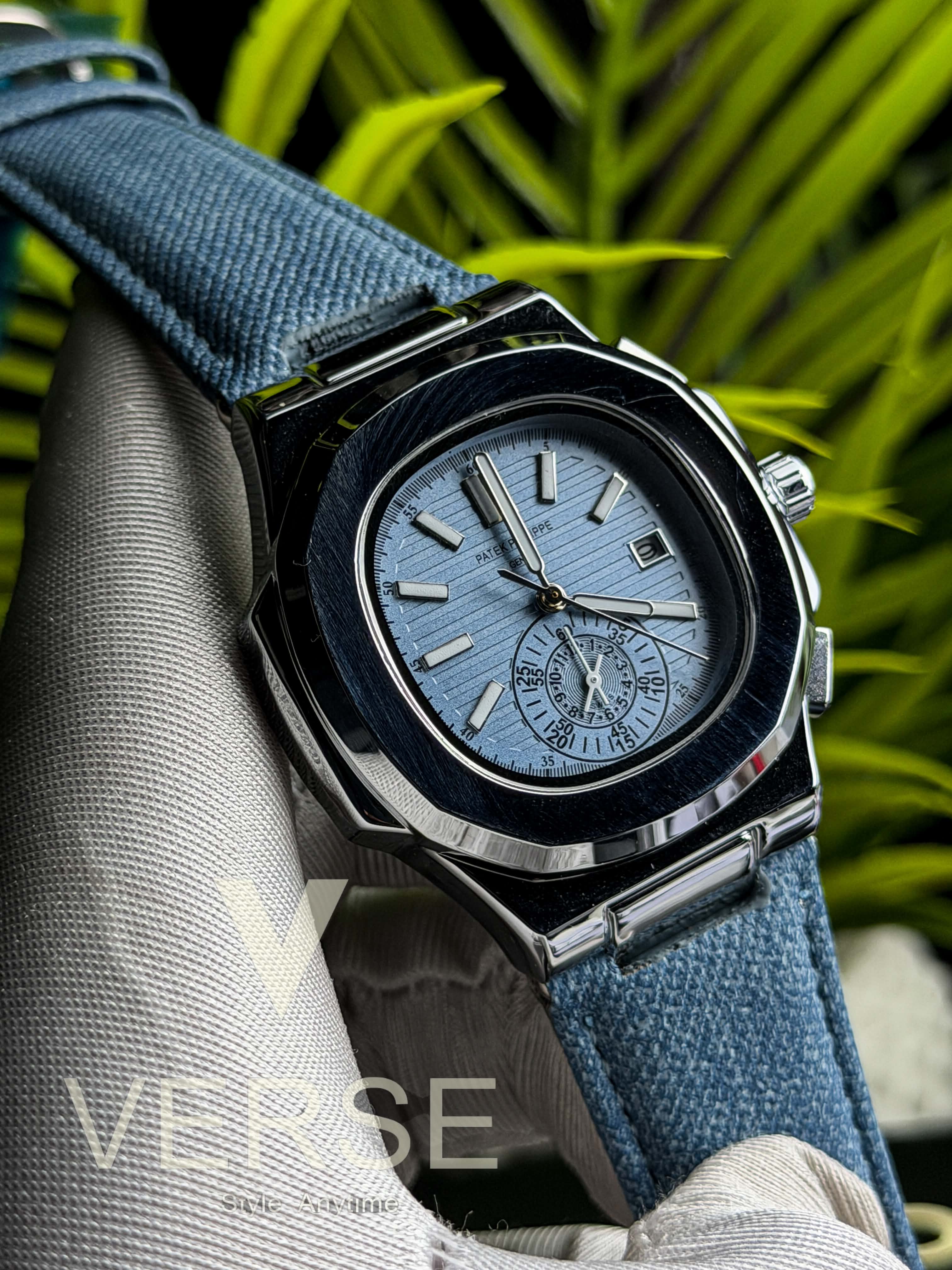Patek Philippe Nautilus Flyback Quartz | Tiffany Dial Tiffany Denim Strap - ( Double A )