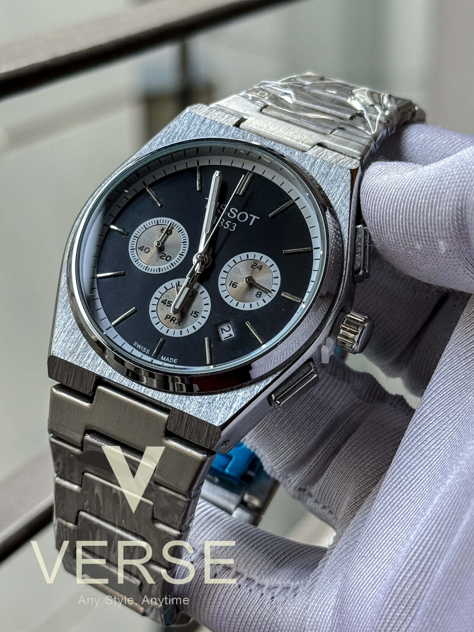 Tissot PRX Chronograph Silver Chain Reverse Panda Dial AA - VERSE - 