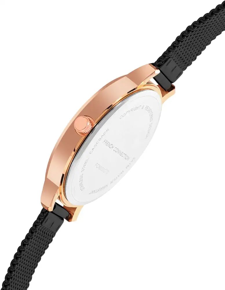 French Connection FCN00027D Women’s White & Black Dial Watch with Black Mesh Strap| French Connection FCN00027D - VERSE - 