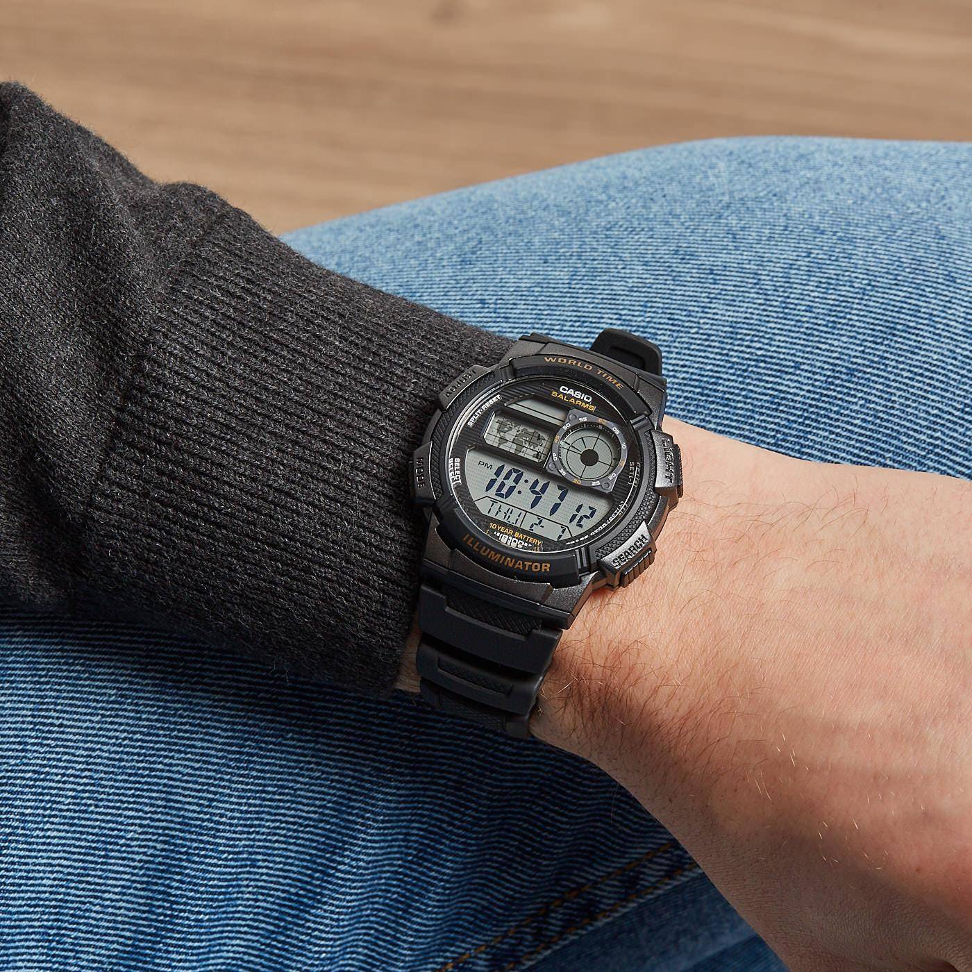 Casio AE - 1000W - 1AVDF 100M Men's Digital Black Resin Band Watch | Casio AE - 1000W - 1AVDF - VERSE - 