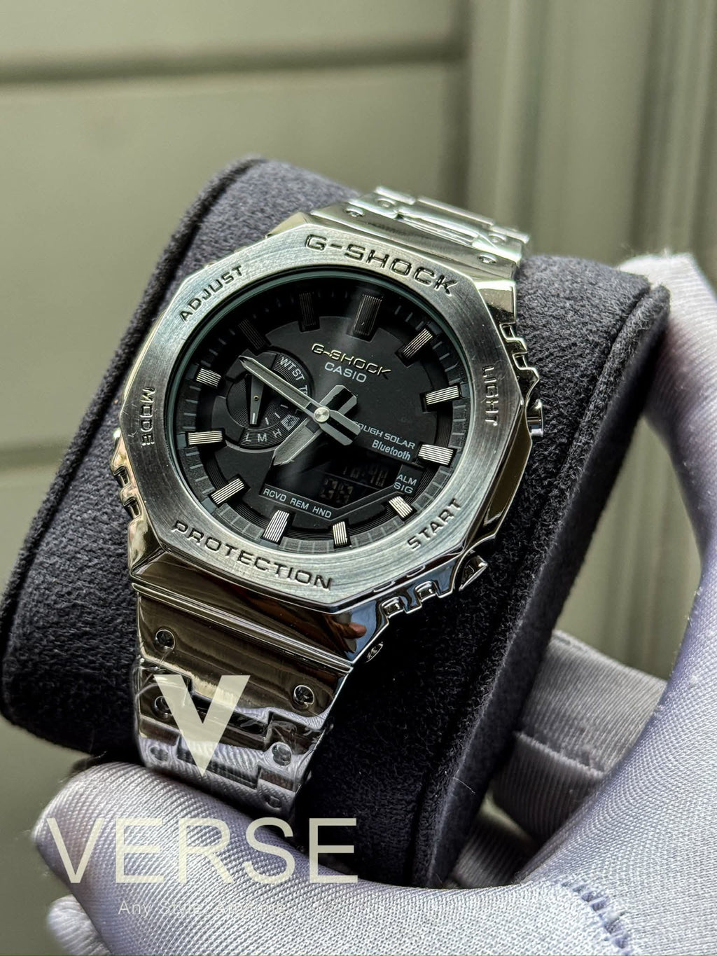 Casio G - Shock GM - B2100D - 1A Silver Chain Black Dial Triple A - VERSE - 