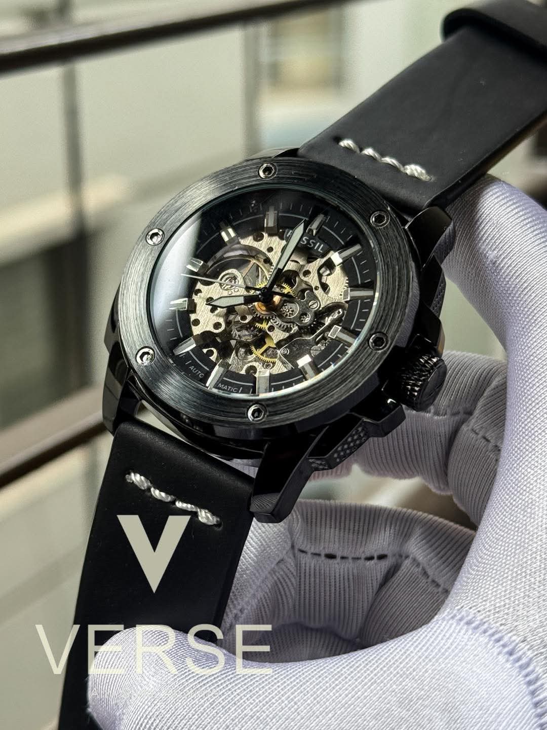 Fossil Automatic Black Belt Big Black Dial AA - VERSE - 