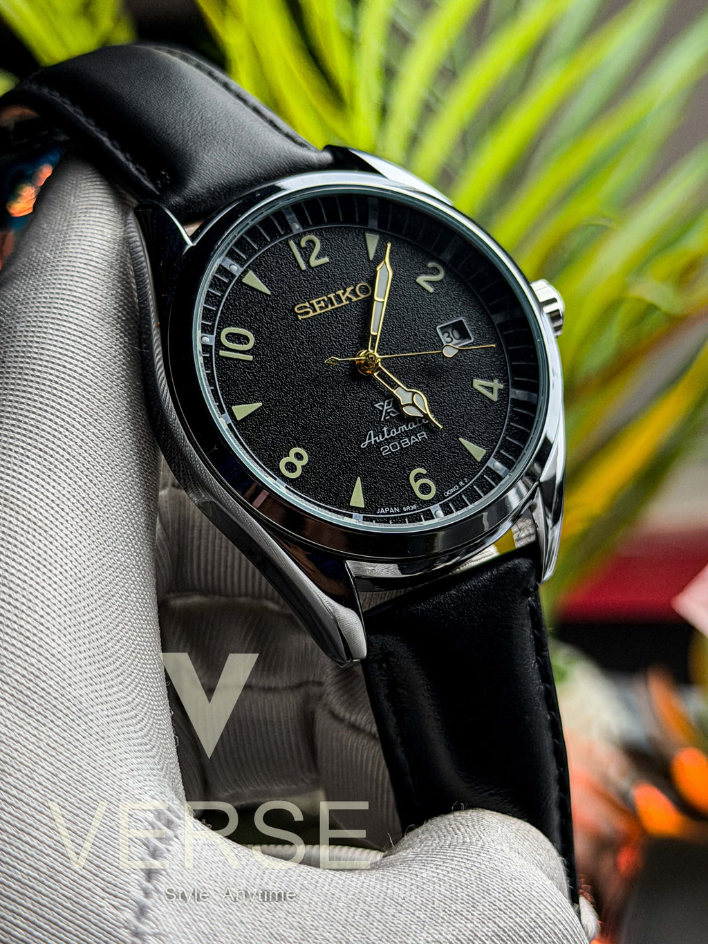 Seiko Prospex “Baby Alpinist” Automatic | Black Dial Black Leather - ( Semi Triple A )