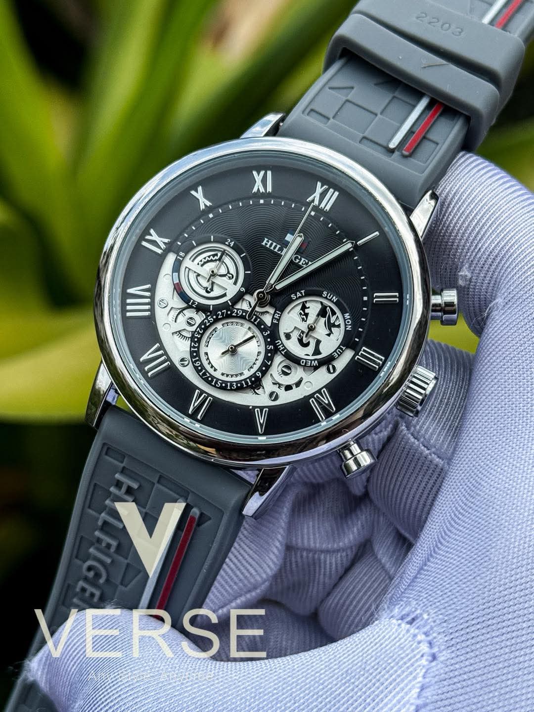 Tommy Hilfiger Chronograph Grey Belt Black Dial AA - VERSE - 