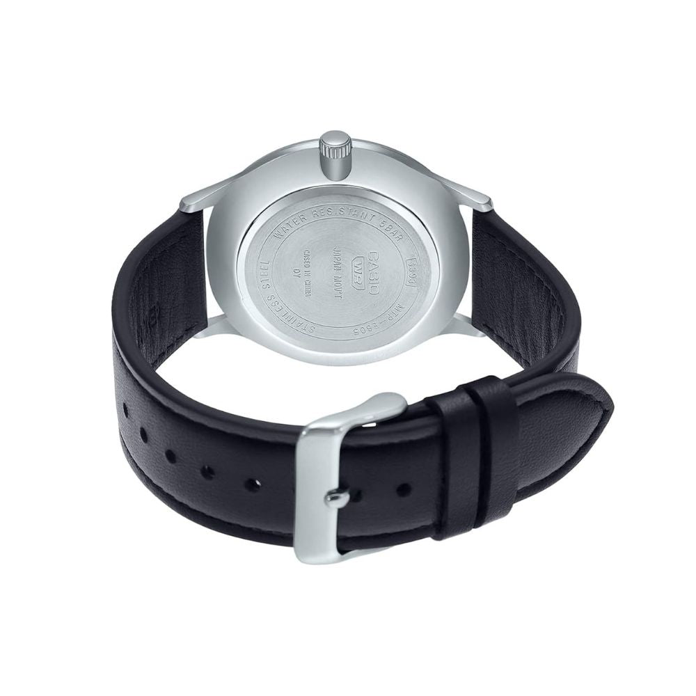 Casio Enticer MTP-E605L-1EVDF Black Red Polarised Dial Black Leather Men's Watch | Casio MTP-E605L-1EVDF