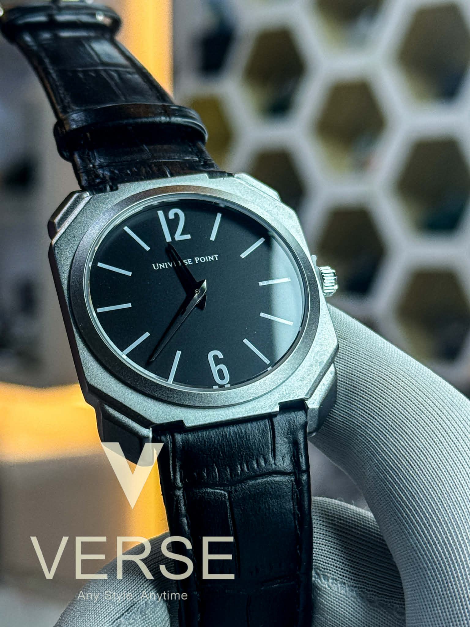 Universe Point Slim UP1988 - 1205 Men’s Quartz Watch Black Belt Black Dial - VERSE - 